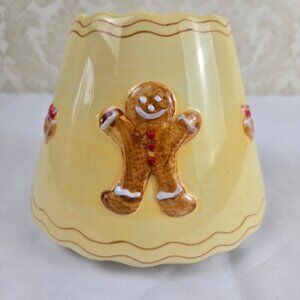 Gingerbread Man Themed Jarred Candle Topper or Shade Ceramic Wavy Edges